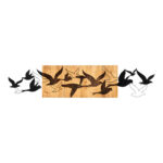 Διακοσμητικό τοίχου Excore pakoworld ξύλο πεύκου σε φυσική απόχρωση με μαύρο μέταλλο 111x3x25εκ