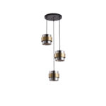 ΦΩΤΙΣΤΙΚΟ ΚΡΕΜΑΣΤΟ ΡΟΖΕΤΑ 3ΦΩΤΟ 3XE27 430X1215mm MAX 15W ΜΑΥΡΟ-ΧΡΥΣΟ ARTE ILLUMINA RELIAC - Image 2