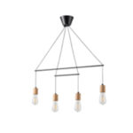 ΦΩΤΙΣΤΙΚΟ ΚΡΕΜΑΣΤΟ ΞΥΛΟ-ΜΕΤΑΛΛΟ 4ΦΩΤΟ 4XΕ27 930X120X1180mm  ΜΑΥΡΟ ARTE ILLUMINA EDISON - Image 2