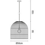 ΦΩΤΙΣΤΙΚΟ ΚΡΕΜΑΣΤΟ ΜΟΝΟΦΩΤΟ  Ε27 MAX 60W D500X500 RATTAN ΛΕΥΚΟ ARTE ILLUMINA KAI - Image 3