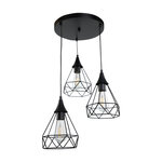 InLight Κρεμαστό φωτιστικό από μαύρο μέταλλο 3XE27 D: 30cm (4024-3-BL-ROSETTE)