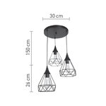 InLight Κρεμαστό φωτιστικό από μαύρο μέταλλο 3XE27 D: 30cm (4024-3-BL-ROSETTE) - Image 3