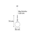 InLight Κρεμαστό φωτιστικό LED 8W 3000K από χρώμιο μέταλλο και σωλήνα PVC D:70cm (6027-CH) - Image 2