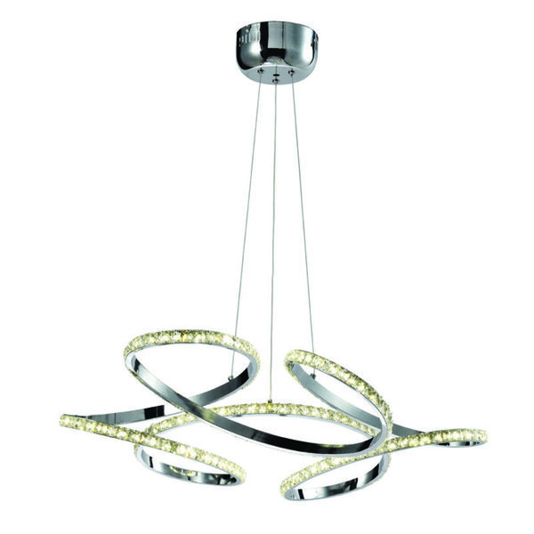 InLight Κρεμαστό φωτιστικό LED 85W 4000K από χρώμιο αλουμίνιο και κρύσταλλα D:60cm (6181-Χρώμιο)