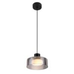 ΦΩΤΙΣΤΙΚΟ ΚΡΕΜΑΣΤΟ ΜΕΤΑΛΛΟ-ΓΥΑΛΙ LED 8W 3000Κ 624Lm 200X115mm  ΜΑΥΡΟ-ΓΚΡΙ ARTE ILLUMINA NIMBUS
