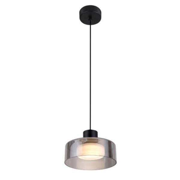 ΦΩΤΙΣΤΙΚΟ ΚΡΕΜΑΣΤΟ ΜΕΤΑΛΛΟ-ΓΥΑΛΙ LED 8W 3000Κ 624Lm 200X115mm  ΜΑΥΡΟ-ΓΚΡΙ ARTE ILLUMINA NIMBUS