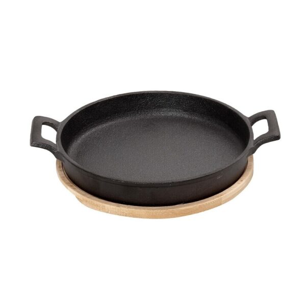 ΣΑΓΑΝΑΚΙ ΣΤΡΟΓΓ. CAST-IRON ΜΑΥΡΟ  D: 20 H: 5,5CM ΜΕ ΒΑΣΗ BAMBOO