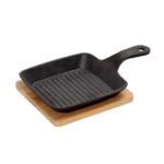 ΤΗΓΑΝΑΚΙ ΤΕΤΡ. CAST-IRON ΜΑΥΡΟ L: 16 H: 5CM ΜΕ ΒΑΣΗ BAMBOO