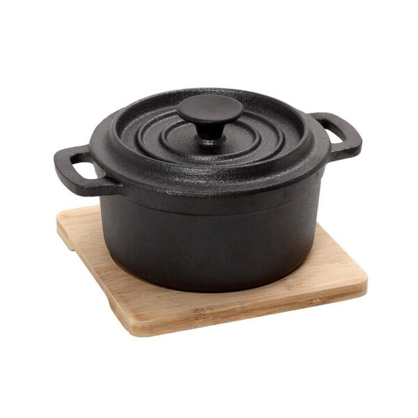 ΚΑΤΣΑΡΟΛΑ CAST-IRON ΜΑΥΡΗ D: 15 H: 10CM 770ML ΜΕ ΒΑΣΗ BAMBO