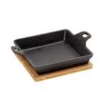 ΣΑΓΑΝΑΚΙ ΤΕΤΡ. CAST-IRON ΜΑΥΡΟ  L: 15 H: 5,3CM ΜΕ ΒΑΣΗ BAMBOO