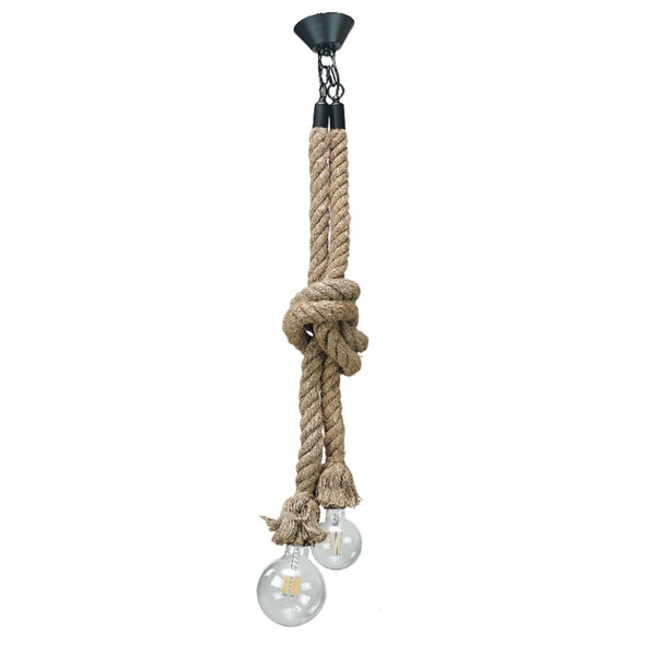 InLight Κρεμαστό φωτιστικό από καφέ σχοινί 2XE27 D:160cm (4381-2-BL)
