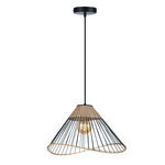 InLight Κρεμαστό φωτιστικό από ρατάν και μαύρο μέταλλο 1XE27 D:48cm (4530)