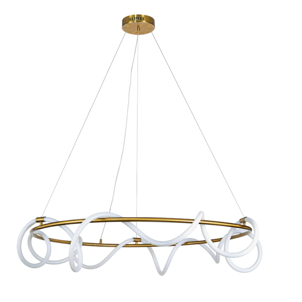 6017-B-GL.jpg InLight Κρεμαστό φωτιστικό LED 60W 3000K από χρυσαφί μέταλλο και σωλήνα σιλικόνης D:60cm (6017-B-GL) - Image 1