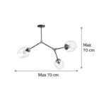 InLight Κρεμαστό φωτιστικό από μαύρο μέταλλο και διάφανο γυαλί 3XE27 D:70cm (6129-3-ΝΜ) - Image 3