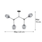 InLight Κρεμαστό φωτιστικό από μαύρο μέταλλο και διάφανο γυαλί 4XE27 D:120cm (6129-4-ΝΜ) - Image 2