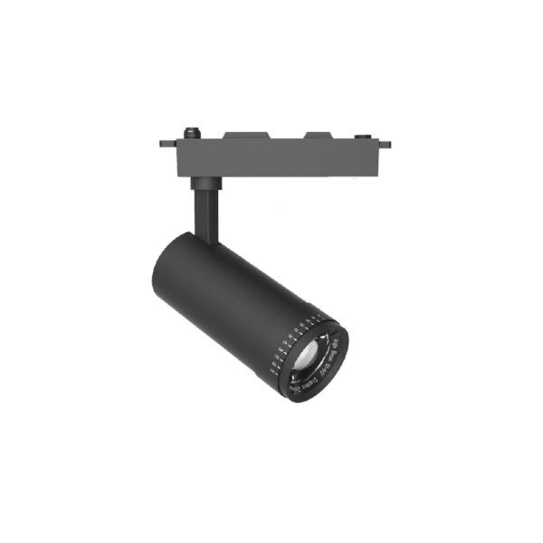InLight Σποτ μονοφασικής ράγας LED 20W 3CCT με επιλογή εναλλαγής μοιρών σε μαύρη απόχρωση D:5.8cmX15,2cm (Τ1-06300-Black)