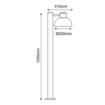 ΓΚΡΙ ΦΩΤΙΣΤΙΚΟ BERO 1XE27 MAX.10W LED IP44 ΜΕ ΚΟΛΩΝΑ & ΟΠΑΛ PC ΚΑΛΥΜΜΑ - Image 2