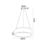 ΥΠΟ ΚΑΤΑΡΓΗΣΗ ΚΡΕΜΑΣΤΟ Φ/Σ LED 48W 3000K 2630LM ΛΕΥΚΟ ΜΕΤΑΛΛΙΚΟ D60XH120CM APOLLO - Image 2