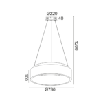 ΥΠΟ ΚΑΤΑΡΓΗΣΗ ΚΡΕΜΑΣΤΟ Φ/Σ LED 80W 3000K 4100LM ΜΑΥΡΟ ΜΕΤΑΛΛΙΚΟ D78XH120CM APOLLO - Image 2