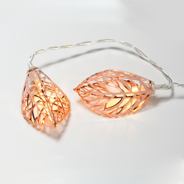 "METAL LEAVES" 10LED ΛΑΜΠΑΚ ΣΕΙΡΑ ΜΠΑΤΑΡ.(3xAA)ΘΕΡΜΟ ΛΕΥΚΟ ΧΑΛΚΙΝΟ ΜΕΤΑΛΛΟ IP20 135+30cm  ΔΙΑΦΑΝ
