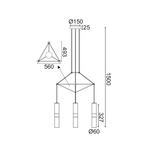 NETTO ΚΡΕΜΑΣΤΟ Φ/Σ 3XGU10 ΟΡΕΙΧΑΛΚΟ ΜΕΤΑΛΛΙΚΟ 56X49XH150CM DA VINCI - Image 2