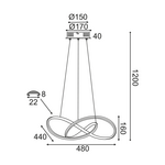 ΚΡΕΜΑΣΤΟ Φ/Σ LED 48W 3000K 2880LM ΟΡΕΙΧΑΛΚΟ ΑΛΟΥΜΙΝΙΟ 48Χ44XΗ120CM GORDIUS - Image 2