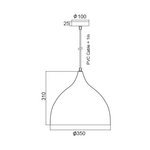 ΜΕΤΑΛΛΙΚΗ ΚΑΜΠΑΝΑ 1ΧΕ27 ΜΑΥΡΗ  Φ35xΗ31cm ROXANNE - Image 2