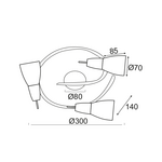 NETTO ΣΠΟΤ ΙΙI ΓΥΑΛΙ ΜΠΡΟΝΖΕ 3Χ40W E14 KAMET - Image 2