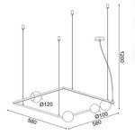ΚΡΕΜΑΣΤΟ Φ/Σ 4xG9 QUADRO ΜΑΥΡΟ ΜΕΤ/ΚΟ +ΛΕΥΚΟ ΓΥΑΛΙ 58Χ58Χ120CM - Image 3
