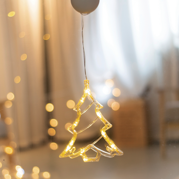 "WINDOW PLASTIC CHRISTMAS TREE" 10 LED ΛΑΜΠΑΚΙΑ  WW ΜΠΑΤ. (3ΧΑΑΑ) IP20 9X16CM