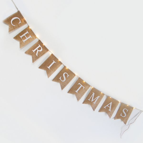 "HESSIAN X-MAS FLAG ", 15 MINI LED WW Λ/ΚΙΑ ΑΣΗΜΙ ΧΑΛK. ΜΠ/ΡΙΕΣ (3xAA), IP20, 150+30cm, ΔΙΑΦ. ΚΑΛ.