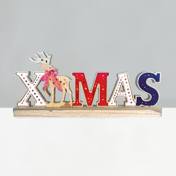 "WOODEN X-MAS 2" 26 MINI LED WW Λ/ΚΙΑ ΜΠ/ΡΙΕΣ (3AA) IP20 45X3.5X20CM