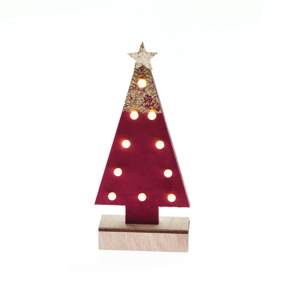 "WOODEN RED TREE GOLD GLITTER STAR", 10 MINI LED ΛΑΜΠ. ΜΠΑΤ. (2xAA) WW IP20 12.5X4.5X27CM