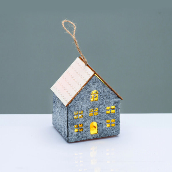 FELT HOUSE WOODEN ROOF ΓΚΡΙ 1 MINI LED ΔΙΑΚ ΘΕΡΜΟ ΛΑΜΠ ΜΠΑΤ 3*AG10 (ΣΥΜΠΕΡΙΛΑΜΒΑΝΕΤΑΙ) 8*8*9,6cm^