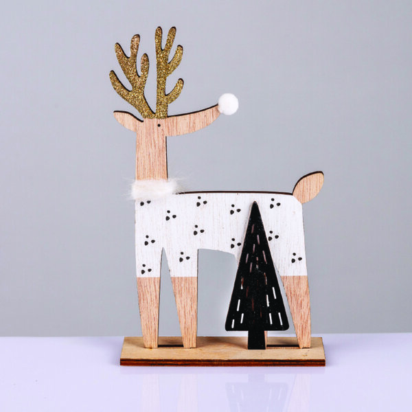 WOODEN DEER WITH TREE ΔΙΑΚΟΣΜΗΤΙΚΟ ΜΟΤΙΦ 20*4*12cm^