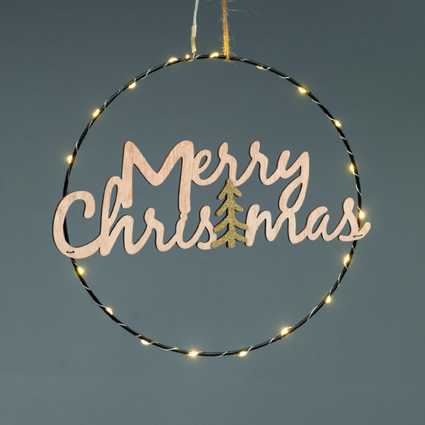 HANGING MERRY CHRISTMAS TREE 20 MINI LED ΘΕΡΜΟ ΛΑΜΠ ΜΠΑΤ 2*CR2032 (ΣΥΜΠΕΡ) IP20 ΔΙΑΜ:26cm 30cm ΚΑΛ^