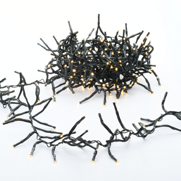 300 CLUSTER LED ΛΑΜΠ. ΣΕΙΡΑ (ANA 5cm), WW,ΑΝΤΑΠΤ.(31VDC) & 8  ΠΡΟΓΡΑΜ.,IP44, 5m, ΠΡΑΣΙΝΟ ΚΑΛ.
