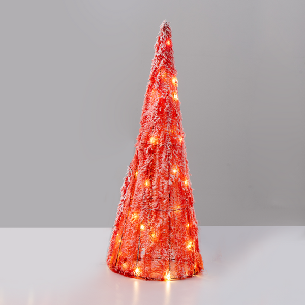 "RED TINSEL CONE TREE" 30 MINI WW LED ΛΑΜΠ. ΜΠΑΤ. 3ΧΑΑ,IP20 Φ20.5X60cm