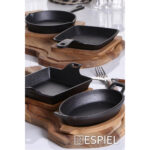 ΤΗΓΑΝΑΚΙ ΤΕΤΡ. CAST-IRON ΜΑΥΡΟ L: 16 H: 5CM ΜΕ ΒΑΣΗ BAMBOO - Image 2