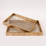 S/2 ΔΙΣΚΟΣ PS ΜΕ ΓΥΑΛΙ ΚΑΦΕ 40x30x4.5cm / 35x25x4.5cm