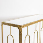 ΚΟΝΣΟΛΑ, ΜΕΤΑΛΛΙΚΗ, ΧΡΥΣΗ, ΕΠΙΦΑΝΕΙΑ ΓΥΑΛΙ,  ΣΕΤ 2ΤΜΧ, 107x35x79.5cm,102x29.5x71cm - Image 3