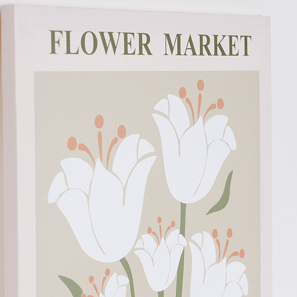 812-20031_1-9.jpg ΠΙΝΑΚΑΣ ΣΕ ΚΑΜΒΑ, FLOWER MARKET TOKYO, ΛΕΥΚΟ-ΠΡΑΣΙΝΟ, 40x50εκ - Image 1