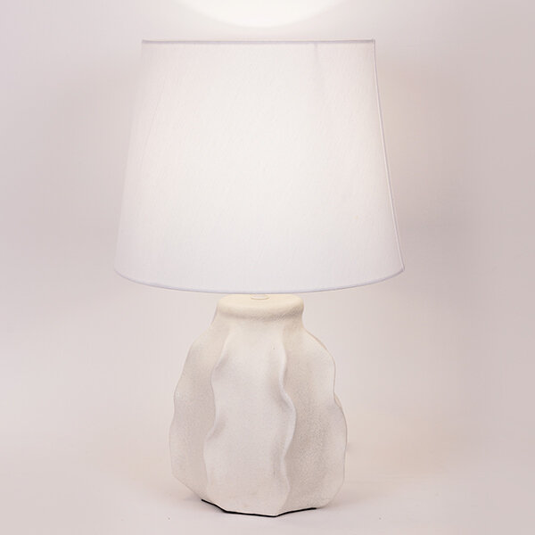 ΕΠΙΤΡΑΠΕΖΙΟ ΦΩΤΙΣΤΙΚΟ, ΜΕ ΥΦΑΣΜΑΤΙΝΟ ΚΑΠΕΛΟ, ΚΕΡΑΜΙΚΟ, ΛΕΥΚΟ, 32x25x52εκ