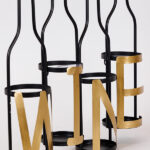 ΜΠΟΥΚΑΛΟΘΗΚΗ ΕΠΙΤΟΙΧΙΑ, ΜΕΤΑΛΛΙΚΗ, ΜΑΥΡΟ--ΧΡΥΣΟ, 43.5x11x46.5εκ - Image 3