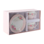 S/2 ΚΟΥΠΑ ΜΕ ΠΙΑΤΑΚΙ, ΠΟΡΣΕΛΑΝΗ, ΛΕΥΚΗ ΜΕ ΡΟΖ ΑΝΘΑΚΙΑ, 230ml - Image 2