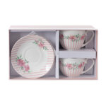 S/2 ΚΟΥΠΑ ΜΕ ΠΙΑΤΑΚΙ, ΠΟΡΣΕΛΑΝΗ, ΛΕΥΚΗ ΜΕ ΡΟΖ ΑΝΘΑΚΙΑ, 230ml - Image 3