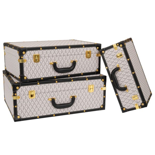 ΣΕΤ 3 ΑΣΠΡΟΜΑΥΡΕΣ ΚΑΡΟ ΒΑΛΙΤΣΕΣ ΜΕ ΧΡΥΣΕΣ AND ΜΑΥΡΕΣ ΛΕΠΤΟΜΕΡΕΙΕΣ 53Χ38Χ20ΕΚ 48Χ32Χ17ΕΚ 38Χ25Χ14ΕΚ