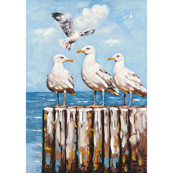 ΠΙΝΑΚΑΣ ΚΑΜΒΑΣ ΜΠΛΕ ΜΕ ΠΟΥΛΙΑ ΚΑΙ ΘΑΛΑΣΣΑ  70x100CM 8/KIB