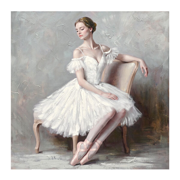 ΠΙΝΑΚΑΣ ΚΑΜΒΑΣ ΡΟΜΑΝΤΙΚΟ ΓΚΡΙ ΜΠΑΛΑΡΙΝΑ ΜΕ ΛΕΥΚΟ ΦΟΡΕΜΑ ΣΕ ΚΑΡΕΚΛΑ 80x80CM 8/KIB