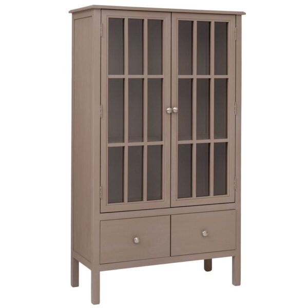 ΞΥΛΙΝΗ ΔΙΠΛΗ ΡΑΦΙΕΡΑ ΜΕ ΓΥΑΛΙ ΣΕ ΓΚΡΙ ΧΡΩΜΑ 80,5Χ35Χ135ΕΚ